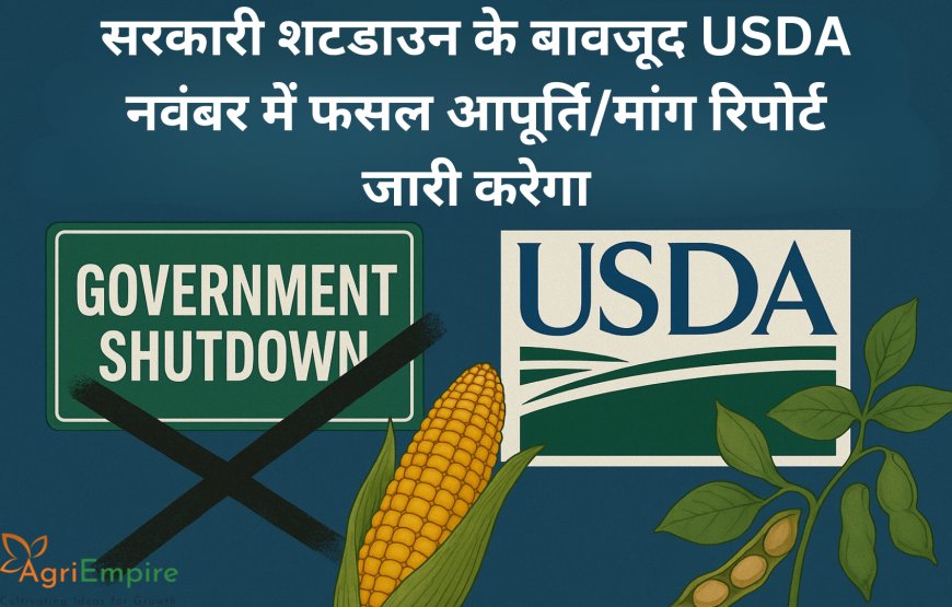 सरकारी शटडाउन के बावजूद USDA नवंबर में फसल आपूर्ति/मांग रिपोर्ट जारी करेगा