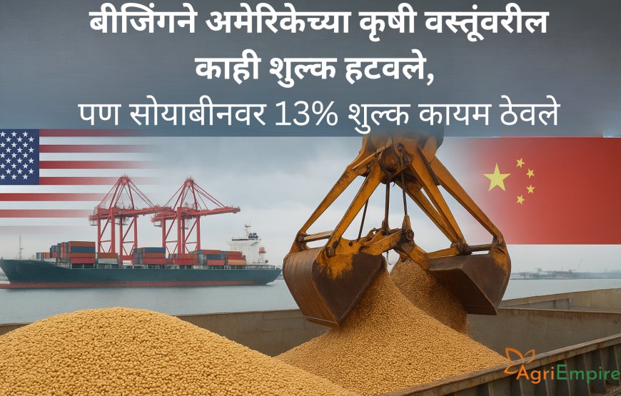 बीजिंगने अमेरिकेच्या कृषी वस्तूंवरील काही शुल्क हटवले, पण सोयाबीनवर 13% शुल्क कायम ठेवले