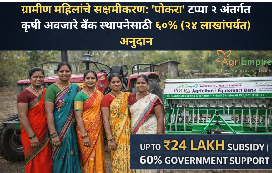 ग्रामीण महिलांचे सक्षमीकरण: 'पोकरा' टप्पा २ अंतर्गत कृषी अवजारे बँक स्थापनेसाठी ६०% (२४ लाखांपर्यंत) अनुदान